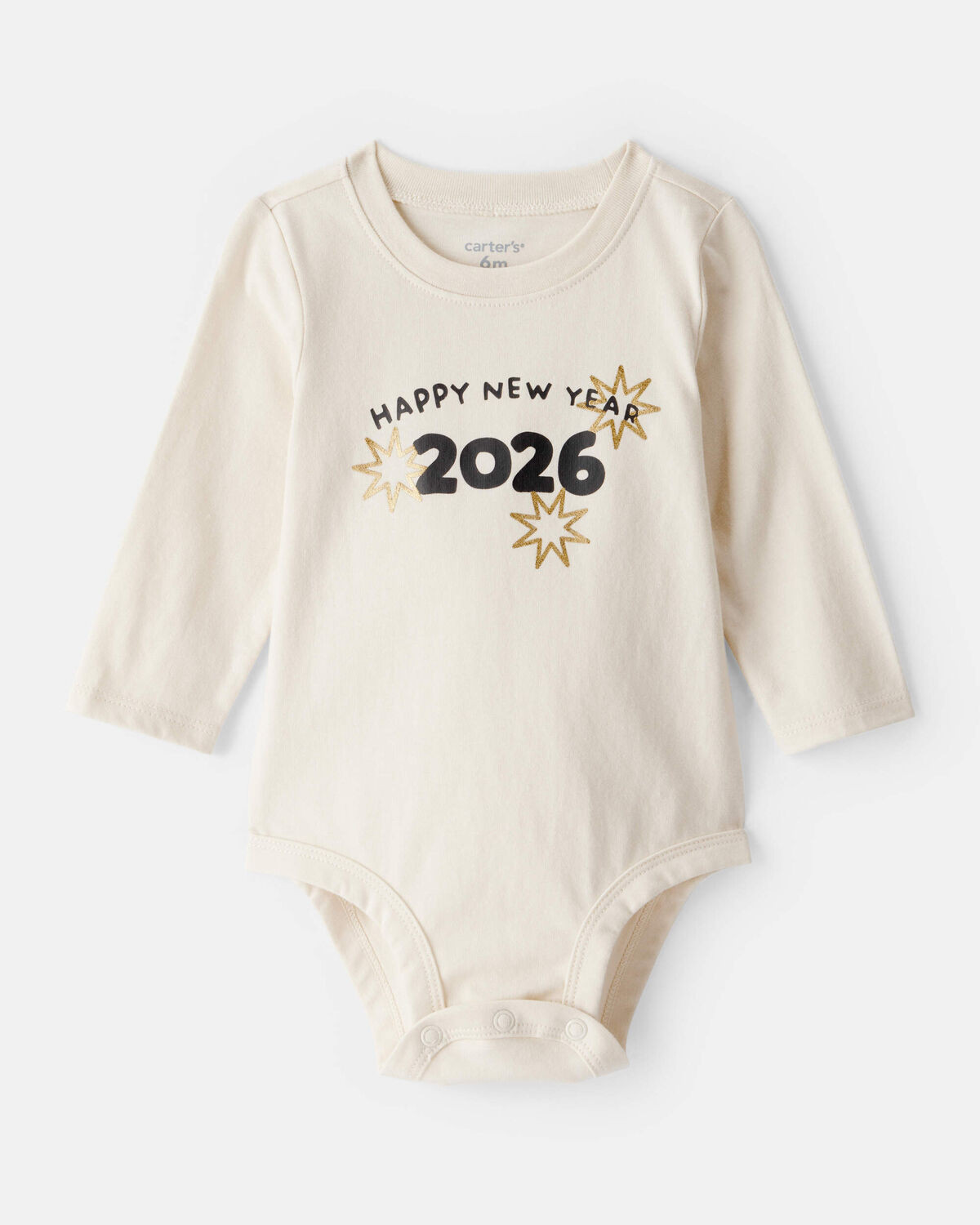 Baby New Year's Long-Sleeve Graphic Bodysuit - Cream | Carter's Inc