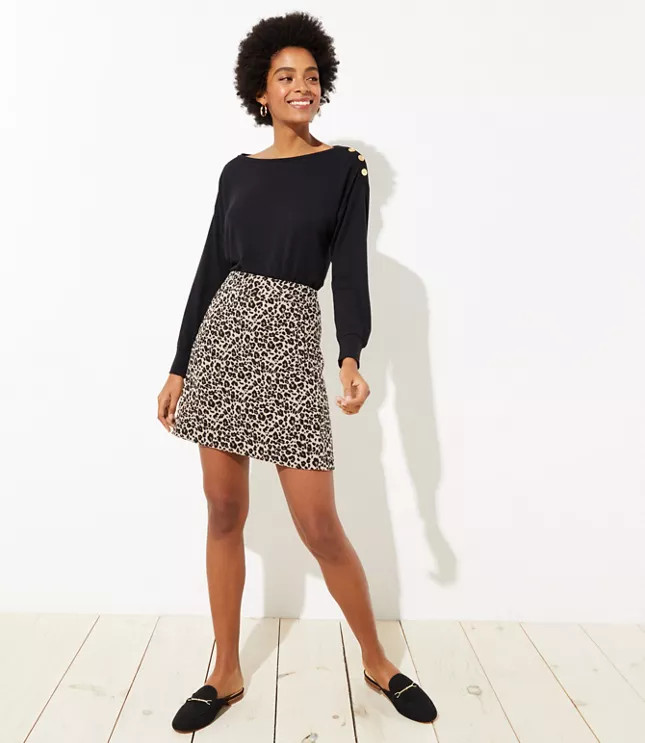 Leopard Jacquard Pocket Skirt | LOFT | LOFT