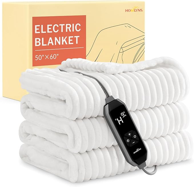 HOMLYNS LuxeHeat Electric Heated Blanket Throw - 50" x 60" with 10 Fast Heating Levels & 9 Hour T... | Amazon (US)