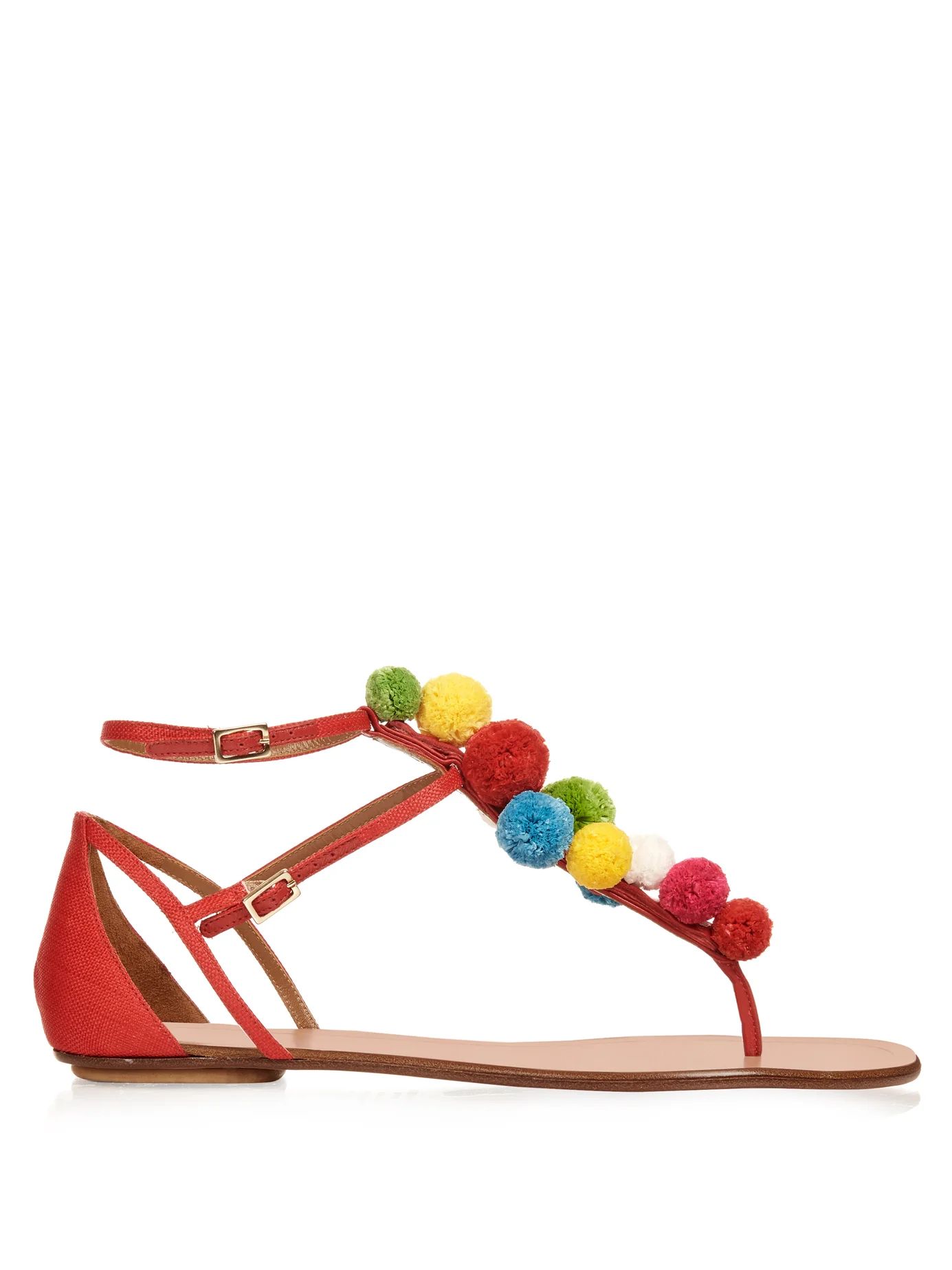 Raffia Pon Pon flat sandals | Matches (US)