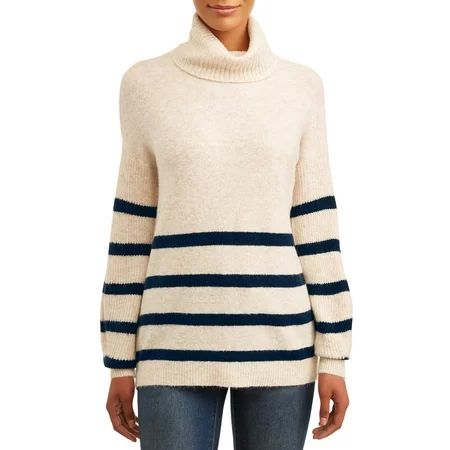 Women's Striped Cowl Neck Tunic Sweater | Walmart (US)