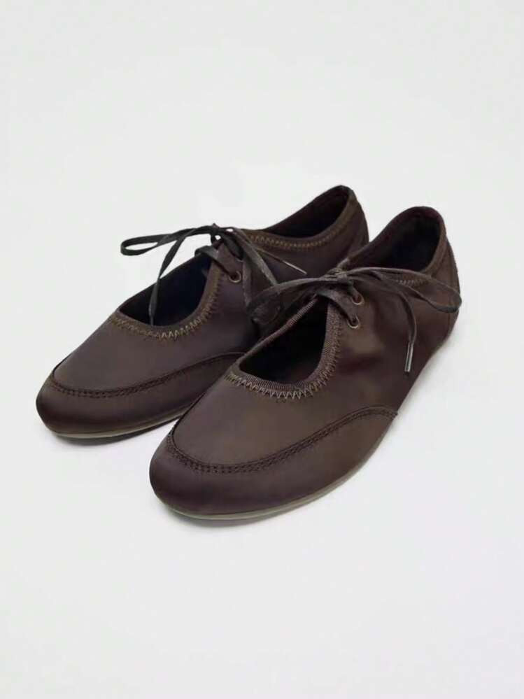 New Spring Autumn British Style Fashion Low Vamp Ballet Flat Lace-Up Casual Mary Jane Shoes | SHEIN