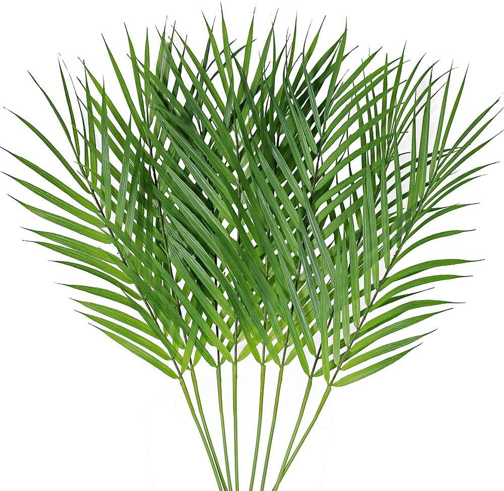 8 Pcs Artificial Areca Palm Leaves Stems Greenery Tropical Palm Tree Leaves Plants Faux Monstera ... | Amazon (US)