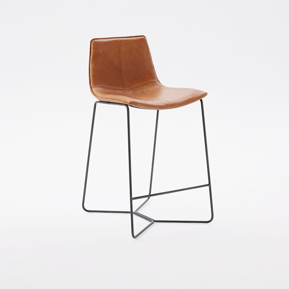 Slope Leather Bar &amp; Counter Stools | West Elm (US)