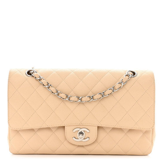 Caviar Quilted Medium Double Flap Beige Clair | FASHIONPHILE (US)