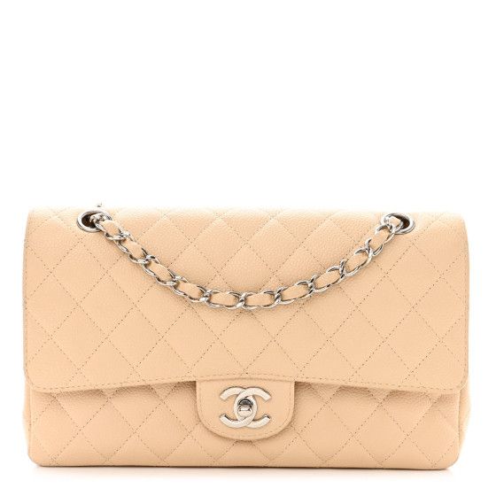Caviar Quilted Medium Double Flap Beige Clair | FASHIONPHILE (US)