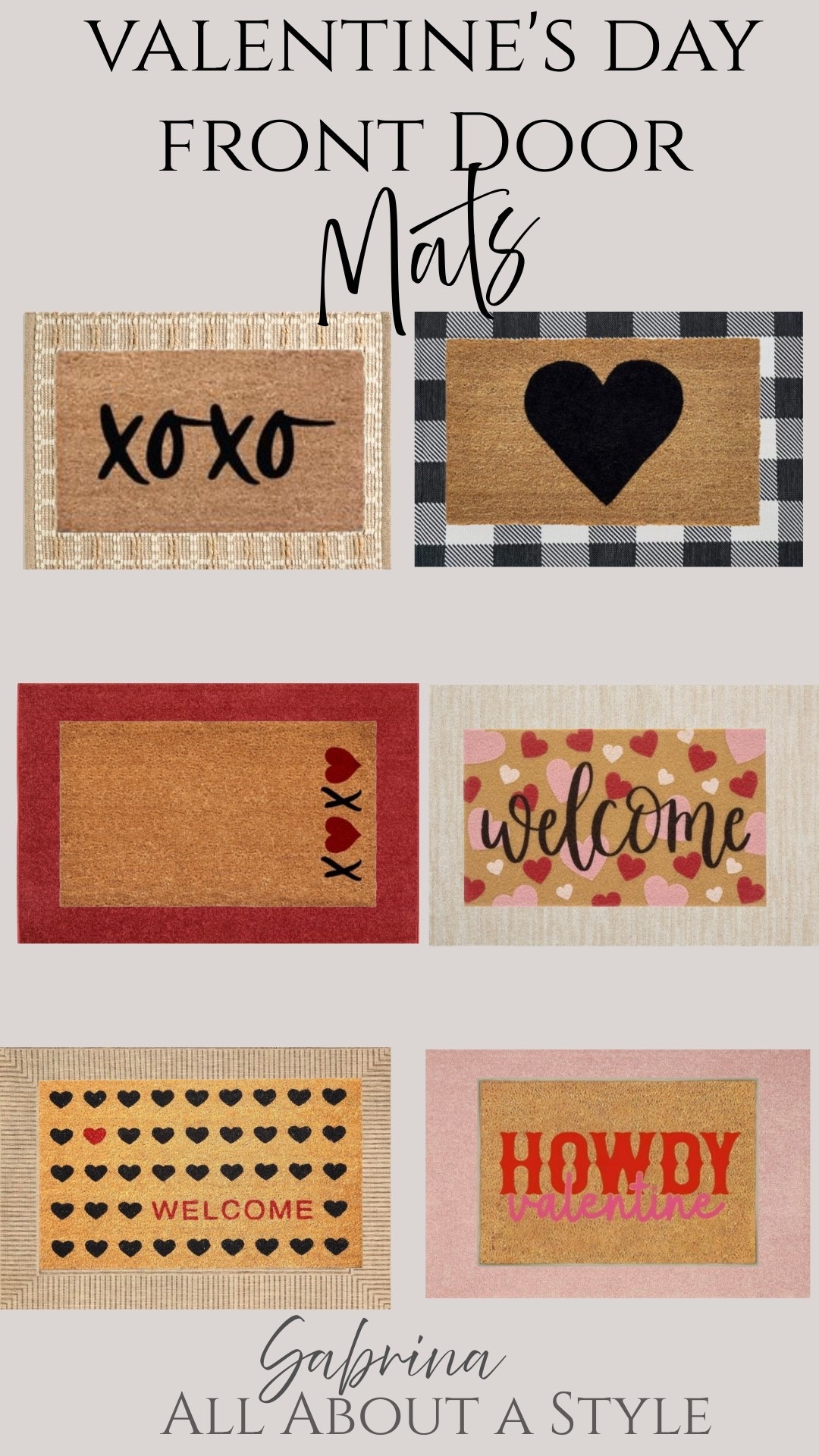 A little love at the front door 💕 Cute Valentine’s porch mats that add instant charm to your entry.

#frontporchdecor #valentinesdecor #seasonalhome #entrywayinspo #porchstyle #homedetails #cozyhome #ltkhome