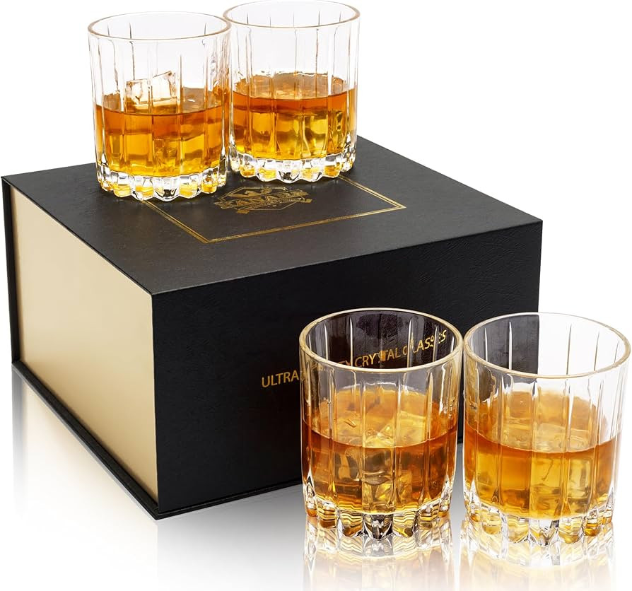 KANARS Crystal Whiskey Glasses, Set of 4 Premium Rocks Glasses in Elegant Gift Box, 10 Oz Old Fas... | Amazon (US)