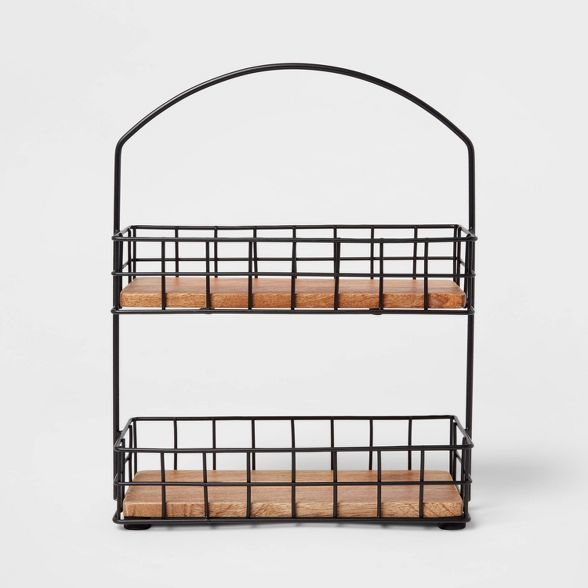 Iron and Mangowood 2-Tier Wire Spice Rack Black - Threshold™ | Target
