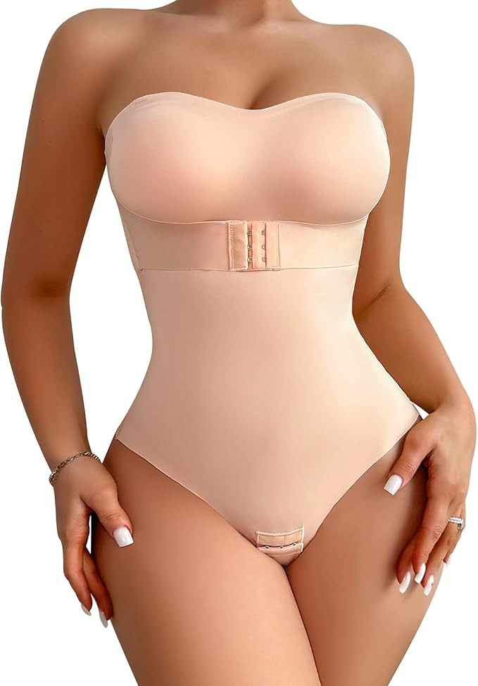 Shapewear Bodysuit Tummy Control Strapless Bra Shapewear for Women Strapless Faja Body Shaper Tho... | Amazon (US)