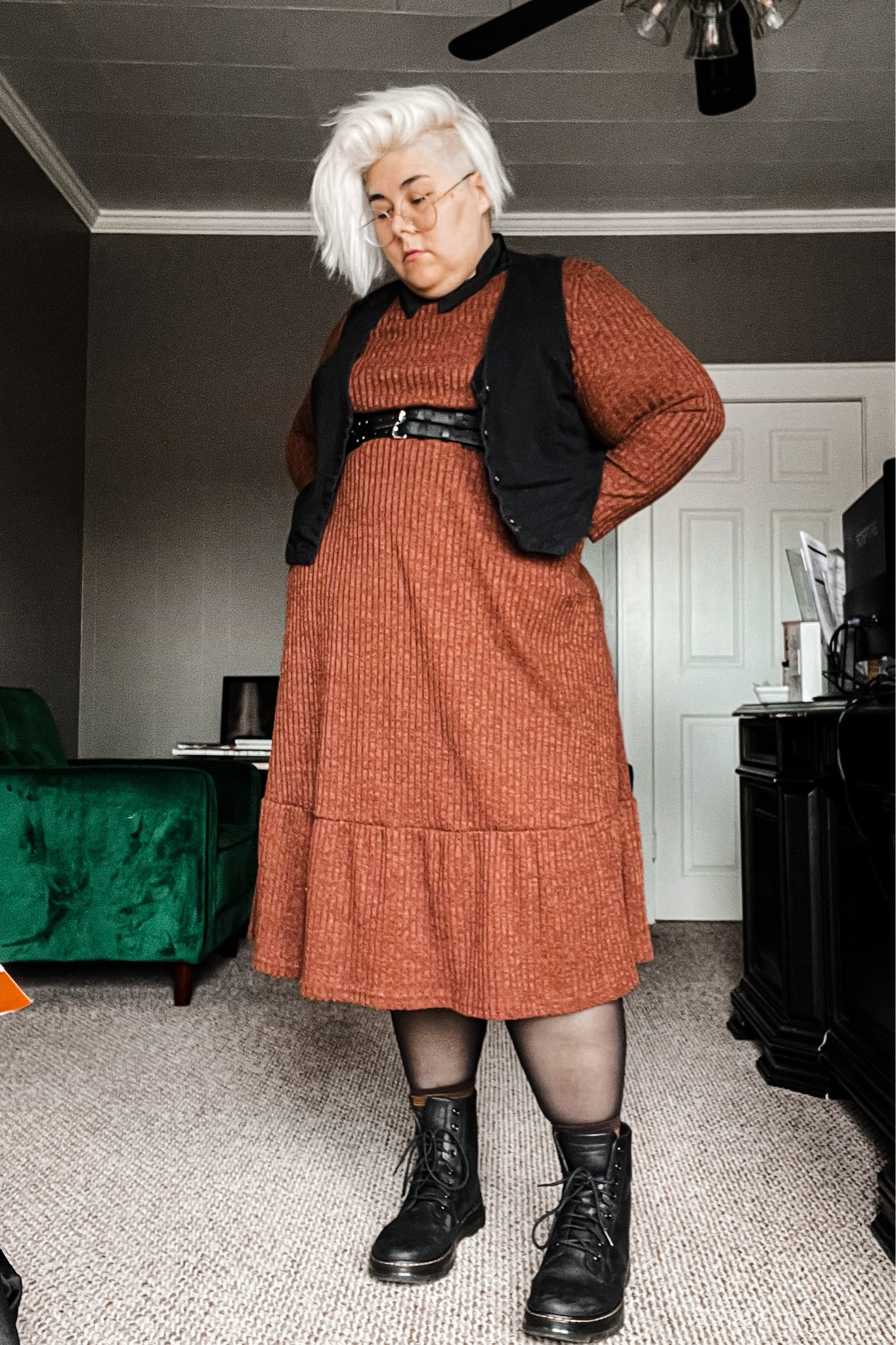Fall Alt Inspo 
Dress: Bloomchic
Harness: SHEIN 
Vest: Walmart 
Tights: SHEIN 
Shoes: Doc Martens 

#LTKplussize #LTKstyletip #LTKworkwear