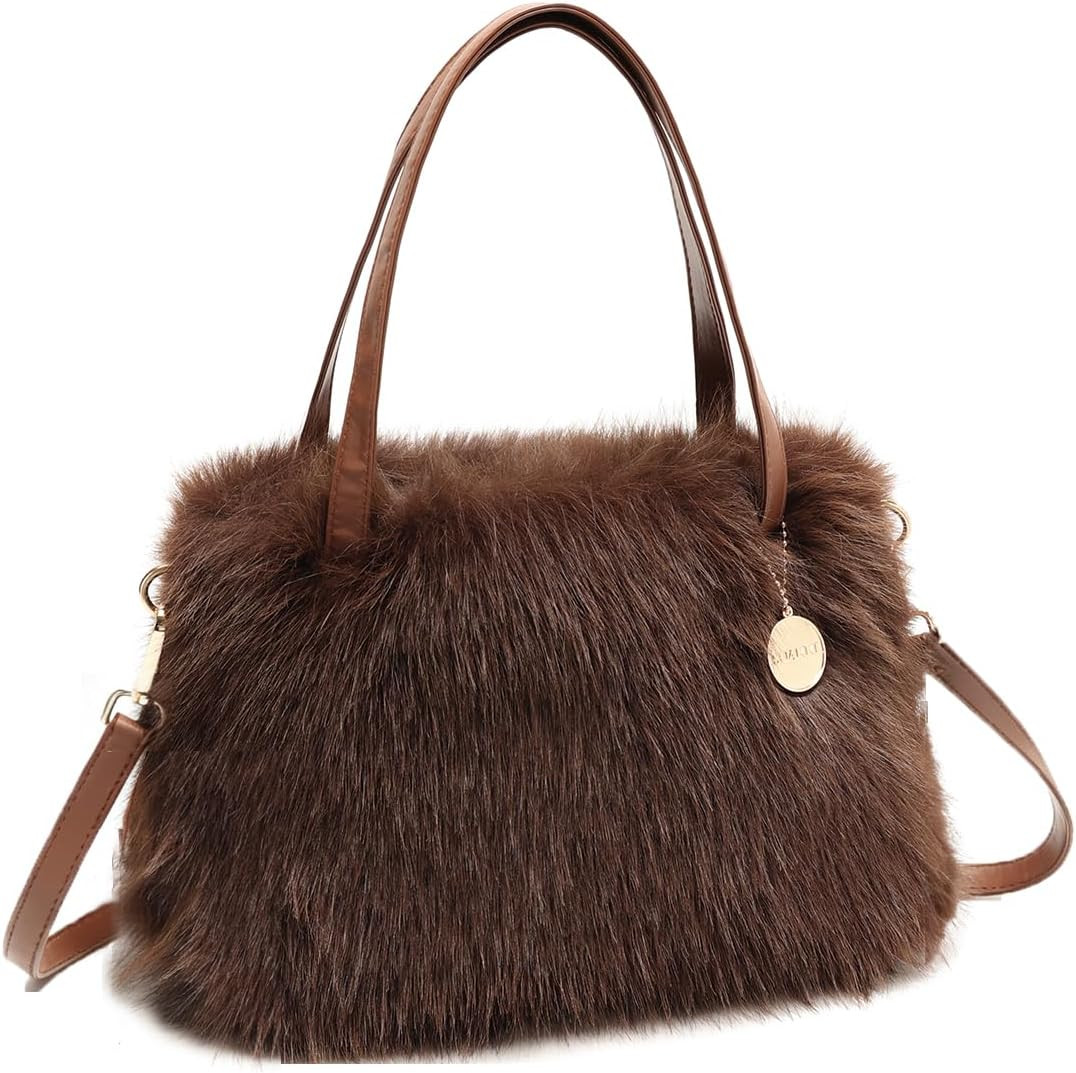 Faux Fox Fur Purse for Women, Winter Furry Bag, Crossbody Handbags | Amazon (US)