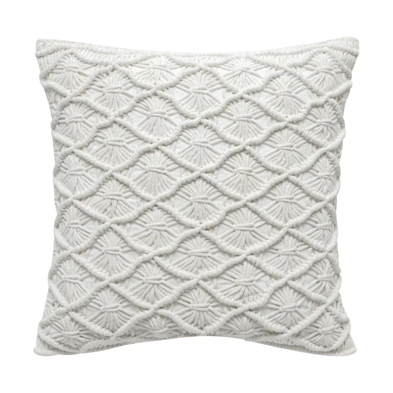 Better Homes & Gardens Down Alternative Filled Diamond Sunburst Macrame Decorative Throw Pillow, ... | Walmart (US)