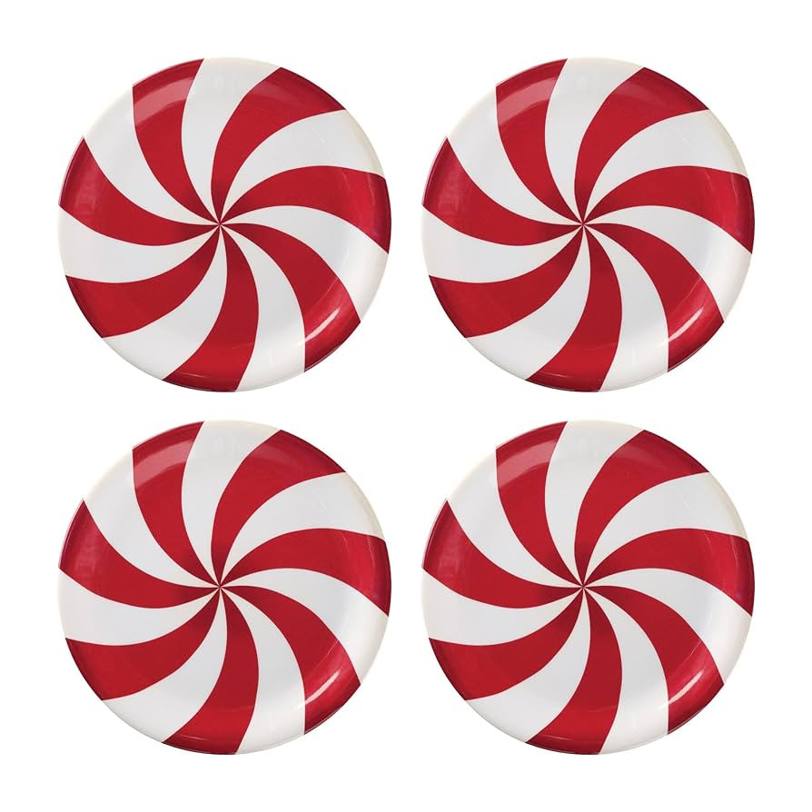 UPware Peppermint Melamine Round Dessert Plates, Small Serving Plates, Christmas Decorations, for... | Amazon (US)