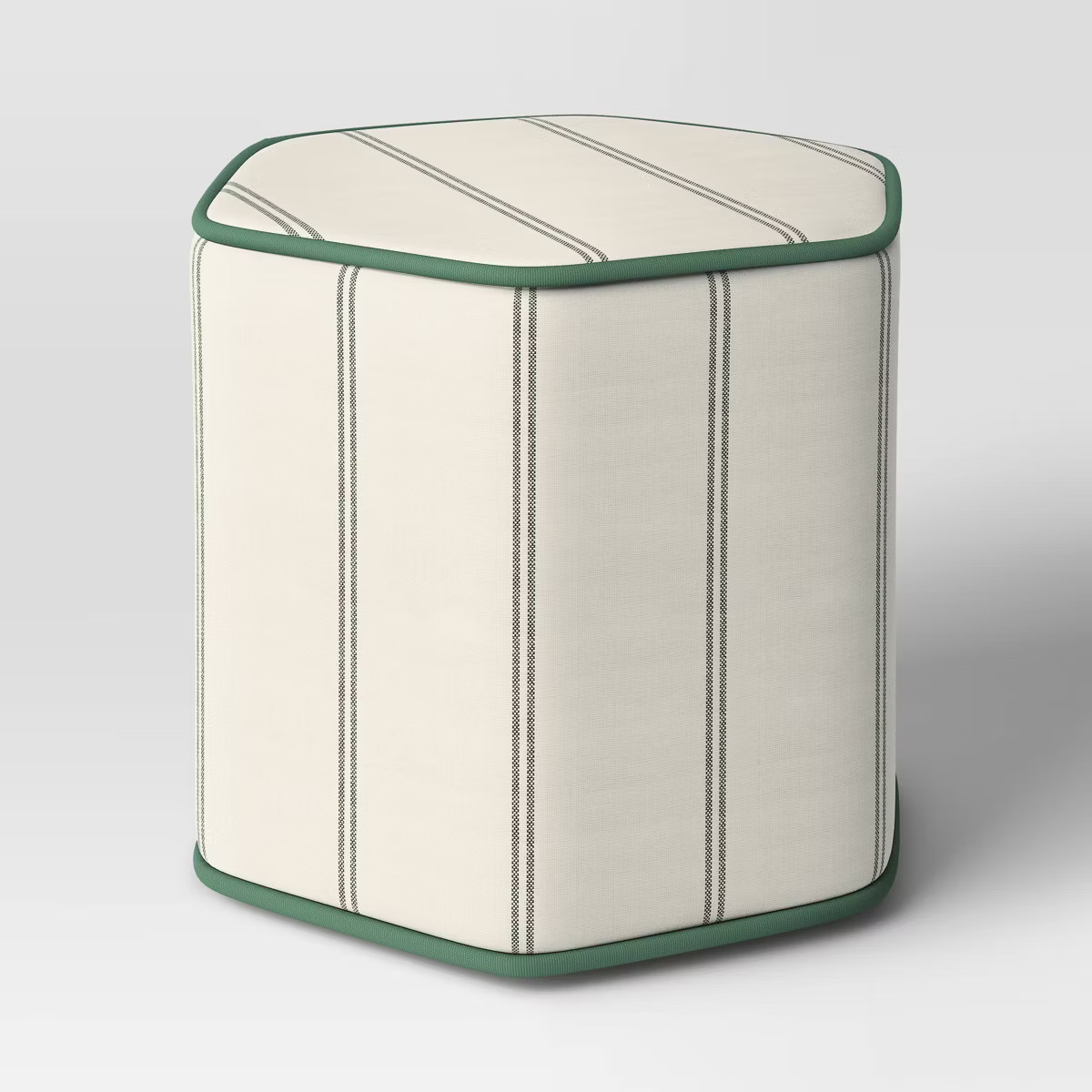 18"x16" Lydia Stripe Hexagon Outdoor Patio Poufs Green/Off-White - Threshold™ designed with Stu... | Target