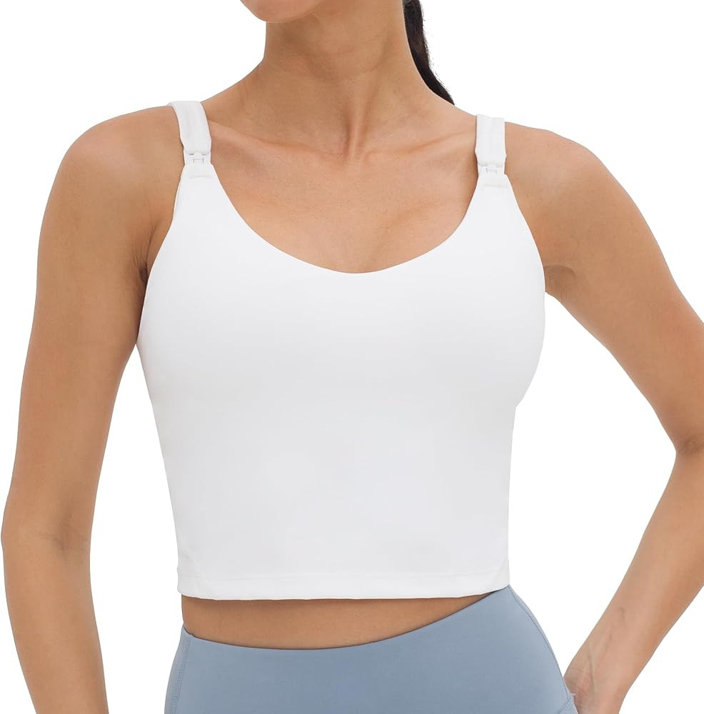 Foucome Womens Nursing Bras for Breastfeeding Maternity Tank Tops Crop Top with Built in Bra Long... | Amazon (US)