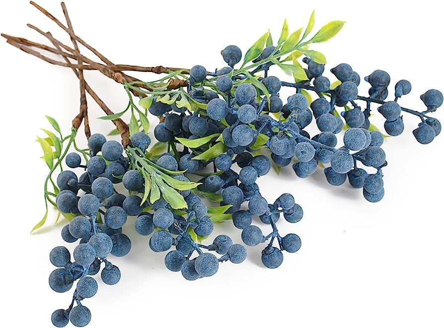 HUIANER Artificial Berries, 6 Pcs Simulation Flowers Lifelike Blueberry with Stems Fake Christmas... | Amazon (US)