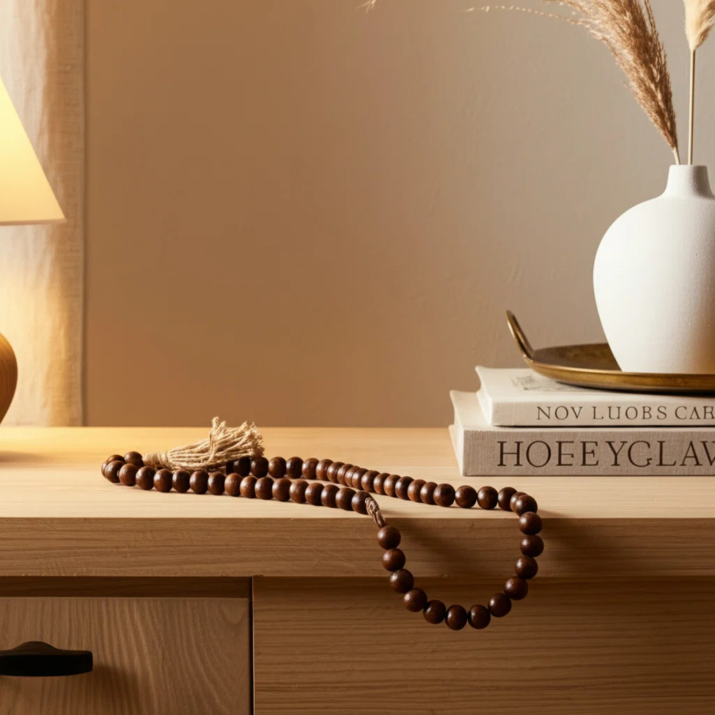 Decorative Bead Garland Mango Wood Natural Handmade Tassel Accent Stylish Contemporary Versatile ... | Wayfair North America