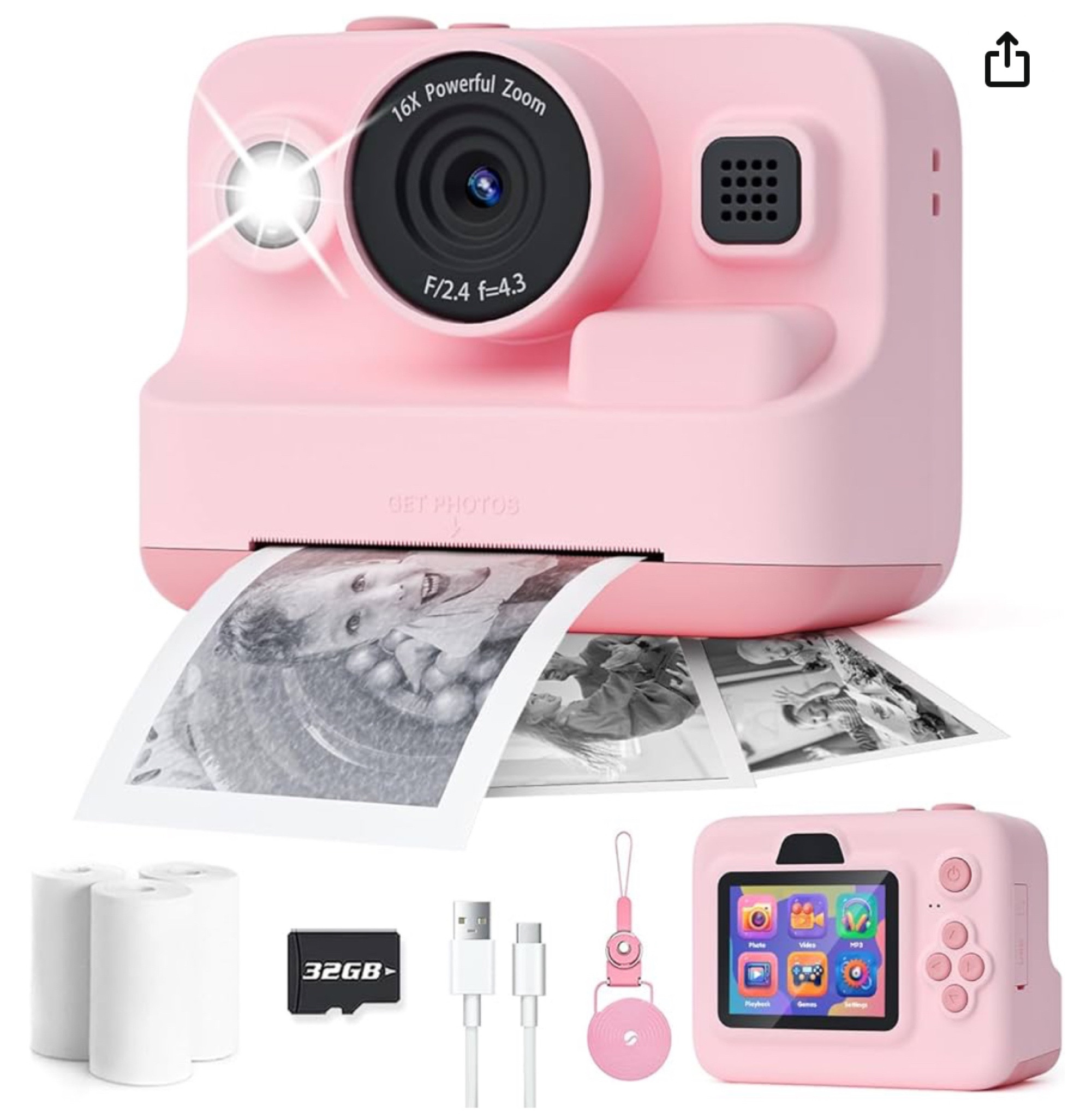 The BEST toy camera!! It plays games as well as takes pictures then you can select which ones to print! It prints on receipt type paper that is CHEAP to refill whenever that time comes!! It’s been the most fun toy at our house and it’s on LIGHTNING DEAL! 