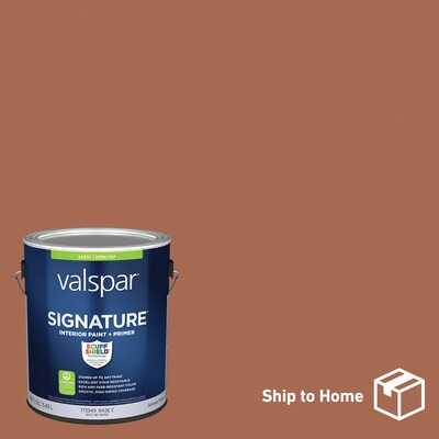 Valspar  Signature Satin Cavern Clay Hgsw7701 Latex Interior Paint + Primer (1-Gallon) | Lowe's