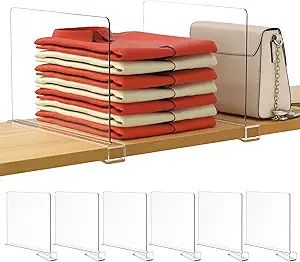 HBlife 6 Pack Closet Organizers and Storage, Clear Shelf Dividers, Vertical Purse Organizer for C... | Amazon (US)