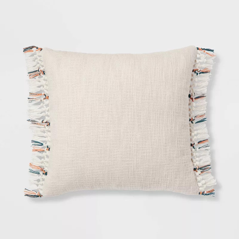 Square Slub Texture Fringe Decorative Throw Pillow - Threshold™ | Target