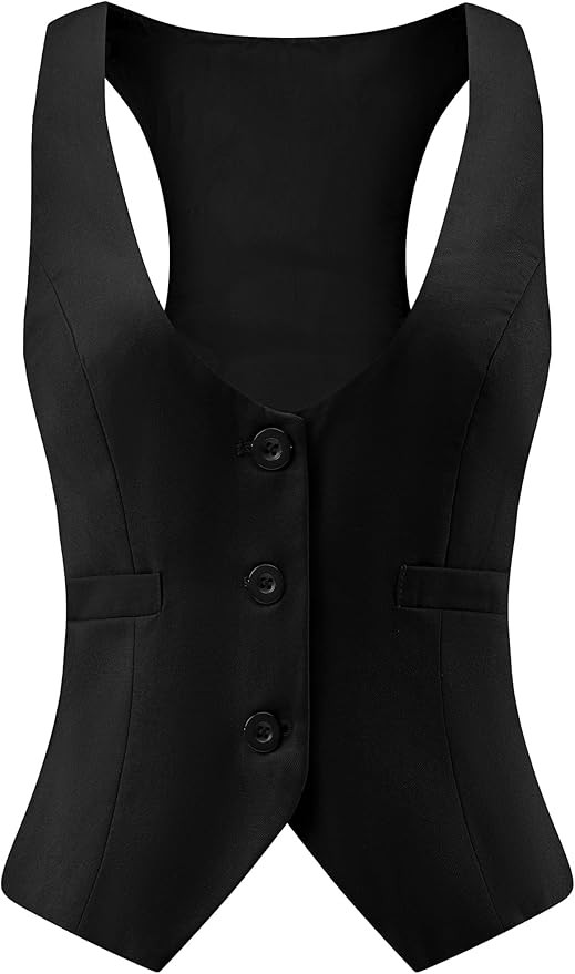 V VOCNI Suit Vest for Women Waistcoat Vest Vintage Steampunk Dressy Casual Racerback Vest Jacket | Amazon (US)
