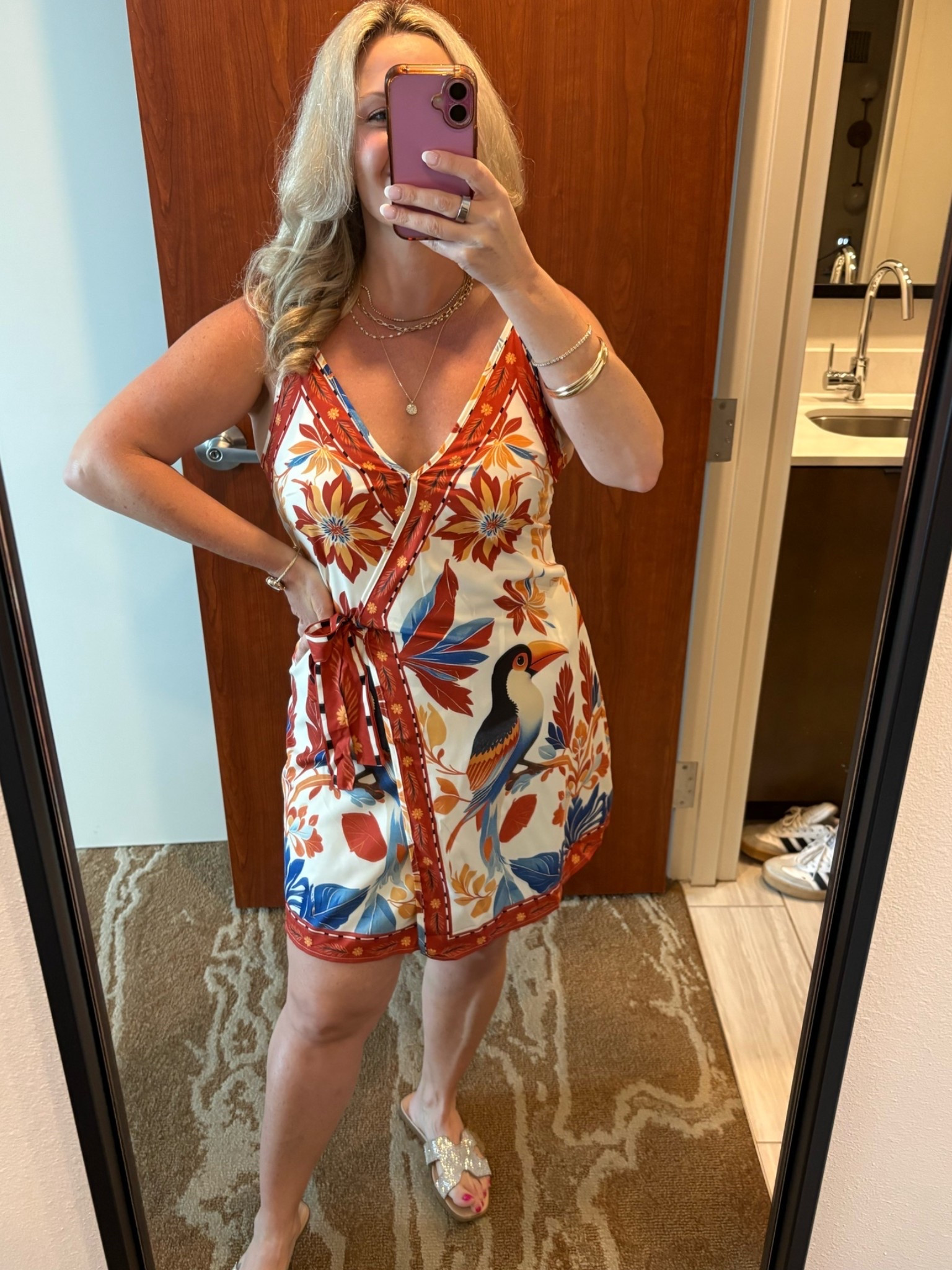 I got so many compliments on this dress! It's Farm Rio inspired at a fraction of the price. TTS!

Summer Dress. Designer Inspired. Wrap Dress. New at Amazon. Summer Outfit 2026