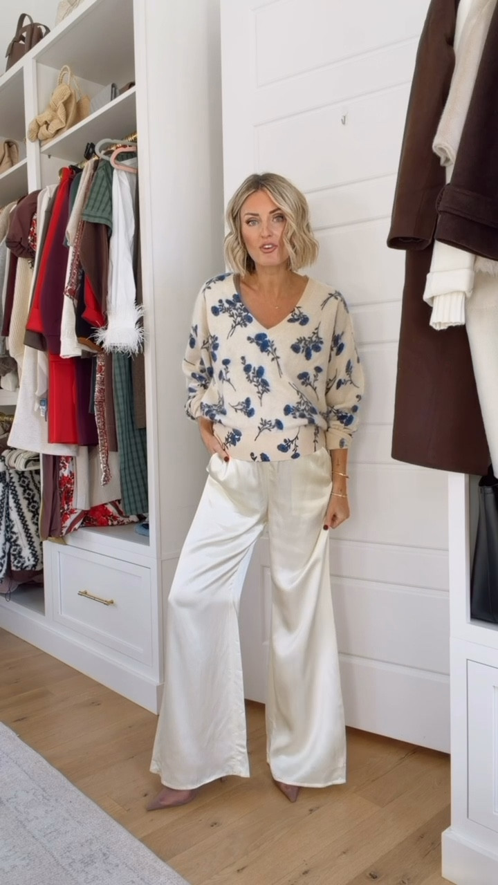 This J. Crew look pairs a cashmere floral patterned sweater with satin cream pants - an elevated, sophisticated look! Ideal for holiday dinners, winter parties, or chic everyday moments! This outfit embodies effortless elegance with a modern twist! Wearing S! @jcrew #injcrew #ad

Loverly Grey, J. Crew, cashmere sweater, holiday looks, festive looks, satin pants, maternity, Thanksgiving outfit inspo 


#LTKSeasonal #LTKHoliday #LTKStyleTip