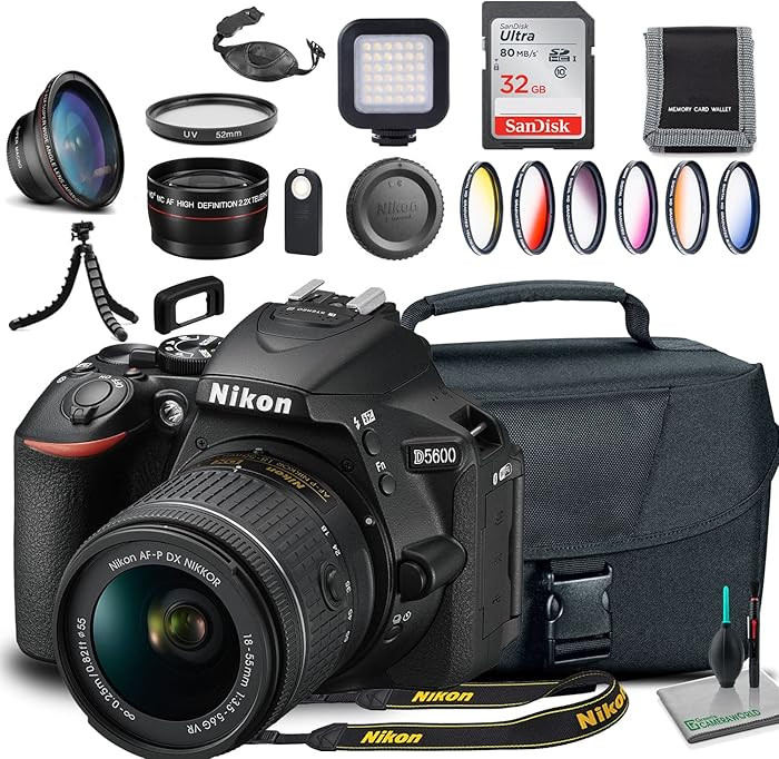 Nikon D5600 DSLR Camera with 18-55mm Lens (1576) + Camera Bag + Wide Angle Lens + 55mm UV Filter ... | Amazon (US)