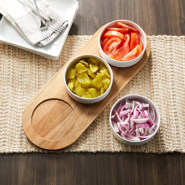 Better Homes & Gardens Acacia Wood Tray and Stoneware Bowl for Condiment, 19.69x7.28x2.17 in,3.96... | Walmart (US)