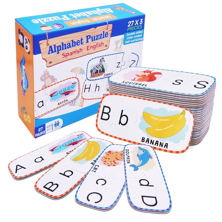 Bilingual Spanish English Alphabet ABC Puzzle Jigsaw Cards for Toddlers, Montessori Preschool Kin... | Amazon (US)