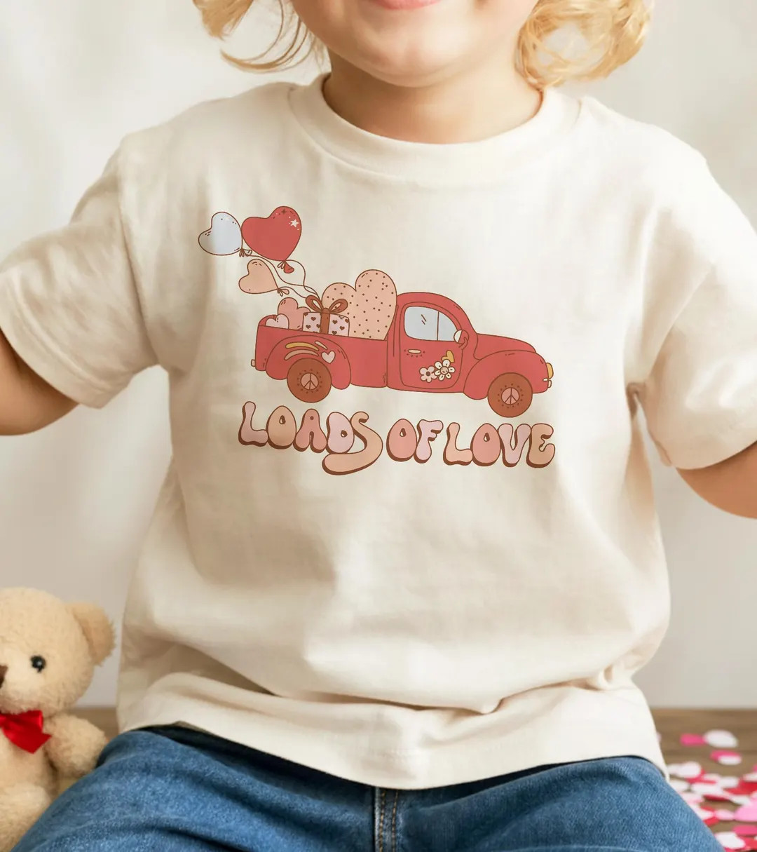 Loads of Love Toddler Shirt - Retro Valentine's Day Kids Tee - Etsy | Etsy (US)
