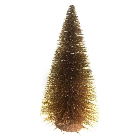 Bottle Brush Tree with Wood Base Gold 12"   -Threshold™ | Target