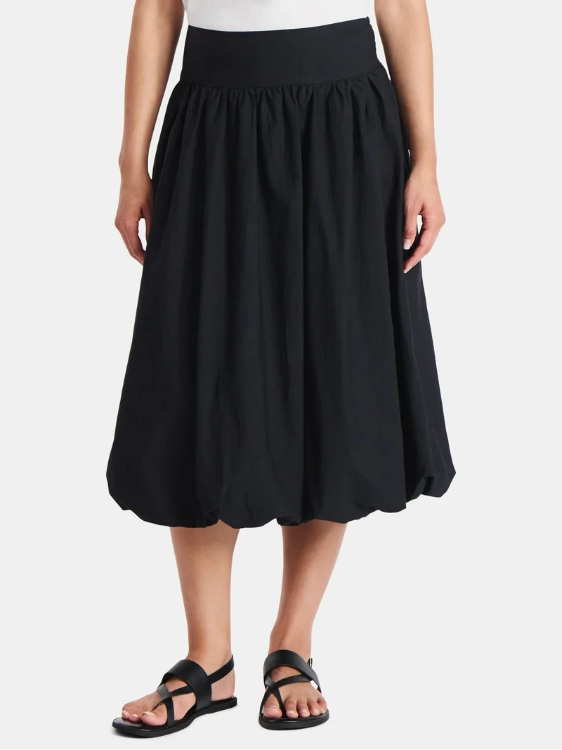 Time and Tru Women's Bubble Hem Midi Skirt, Sizes XS-XXXL | Walmart (US)