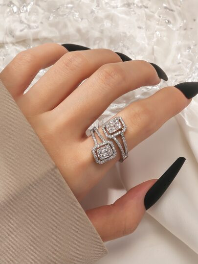 Rhinestone Decor Cuff Ring | SHEIN