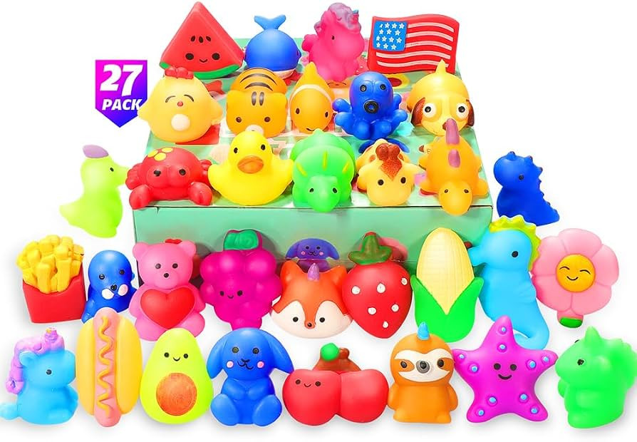 Squishy Toys, 27-Pack Squishies Party Favors for Boys Girls Kids, Mochi Mini Kawaii Squishy Fidge... | Amazon (US)