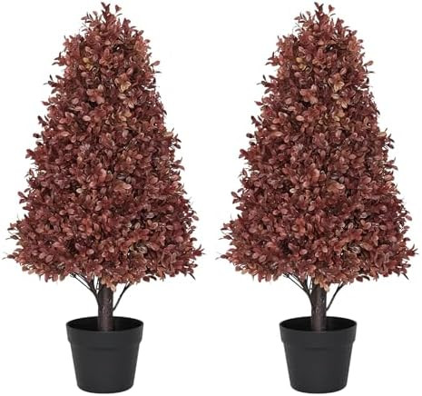30" Artificial Boxwood Plants Outdoor, Fall Topiary Trees Set of 2 | Amazon (US)