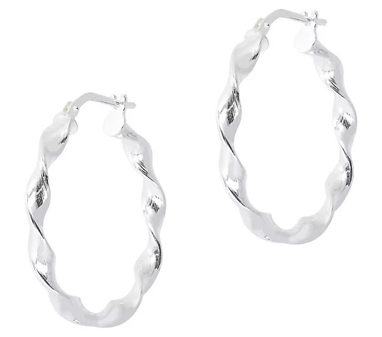 Italian Silver 1" Twisted Round Hoop Earrings | QVC
