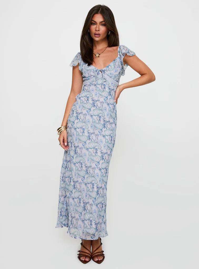 Dahleia Maxi Dress Blue Paisley | Princess Polly US