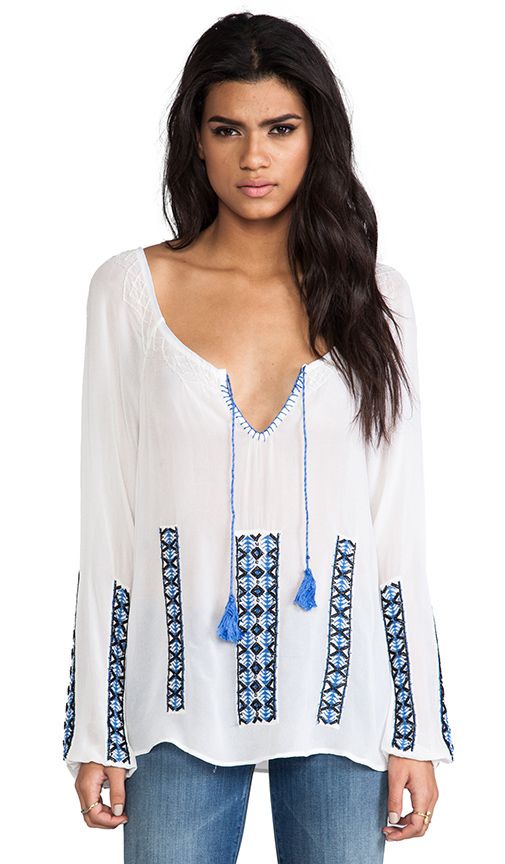 Rory Beca Ari Embroidered Blouse in White | Revolve Clothing (Global)