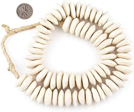 TheBeadChest White Bone Beads Saucer 21mm Kenya African Large Hole 24 Inch Strand Handmade | Amazon (US)