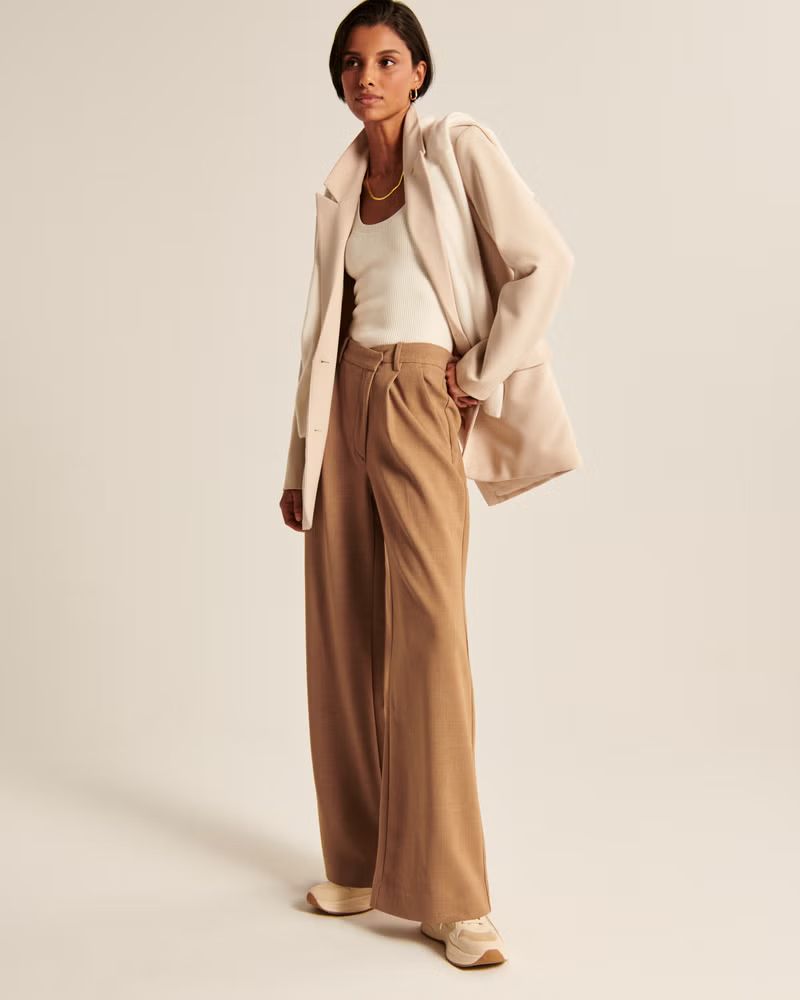 Women's Tailored Ultra Wide Leg Pants | Women's Bottoms | Abercrombie.com | Abercrombie & Fitch (US)