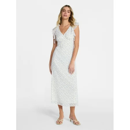 No Boundaries Flutter Sleeve Midi Dress, Women's XXS-XXL | Walmart (US)