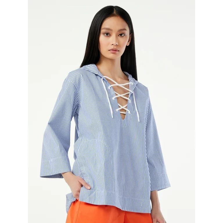 Free Assembly Women's Lace Up Hoodie | Walmart (US)