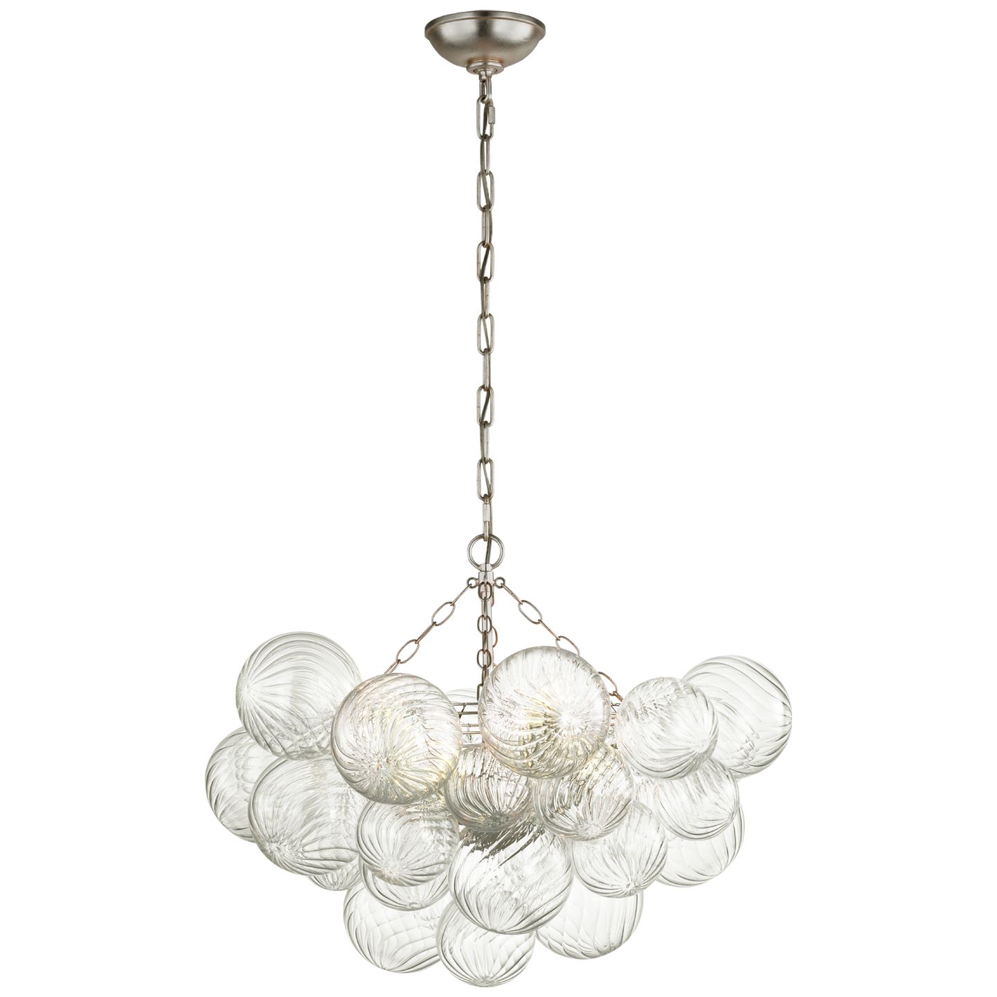 Talia Medium Chandelier in Burnished Silver Leaf and Clear Swirled Glass | Visual Comfort