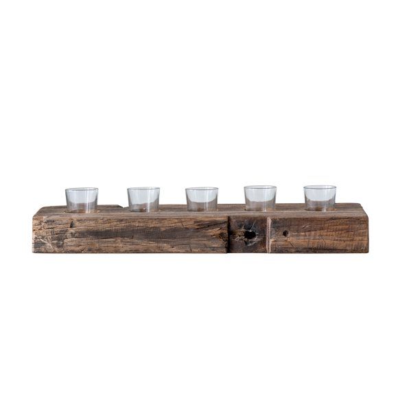 Creative Co-Op Reclaimed Wood Holder with 5 Clear Glass Votives (Each one will vary) (Set of 6 Pi... | Walmart (US)