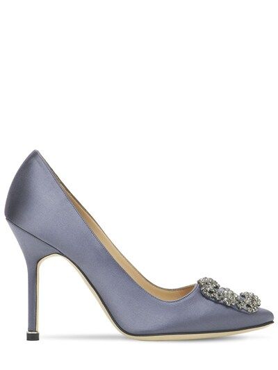 Manolo Blahnik - 105mm hangisi satin pumps - London Grey | Luisaviaroma | Luisaviaroma