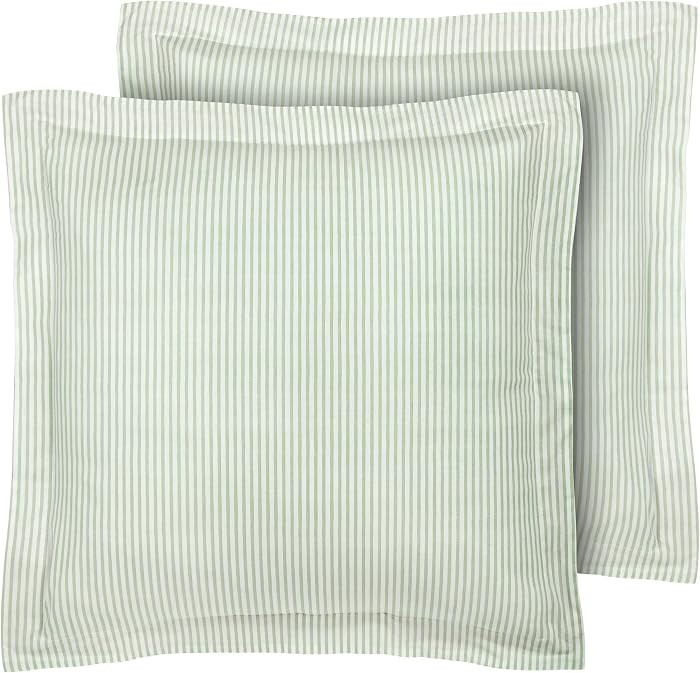 Laura Ashley Home - Euro Sham Set, Smooth Cotton Shams with Envelope Closure, Lightweight & Stylish Home Decor (Ticking Stripe Green, 2 Piece) | Amazon (US)