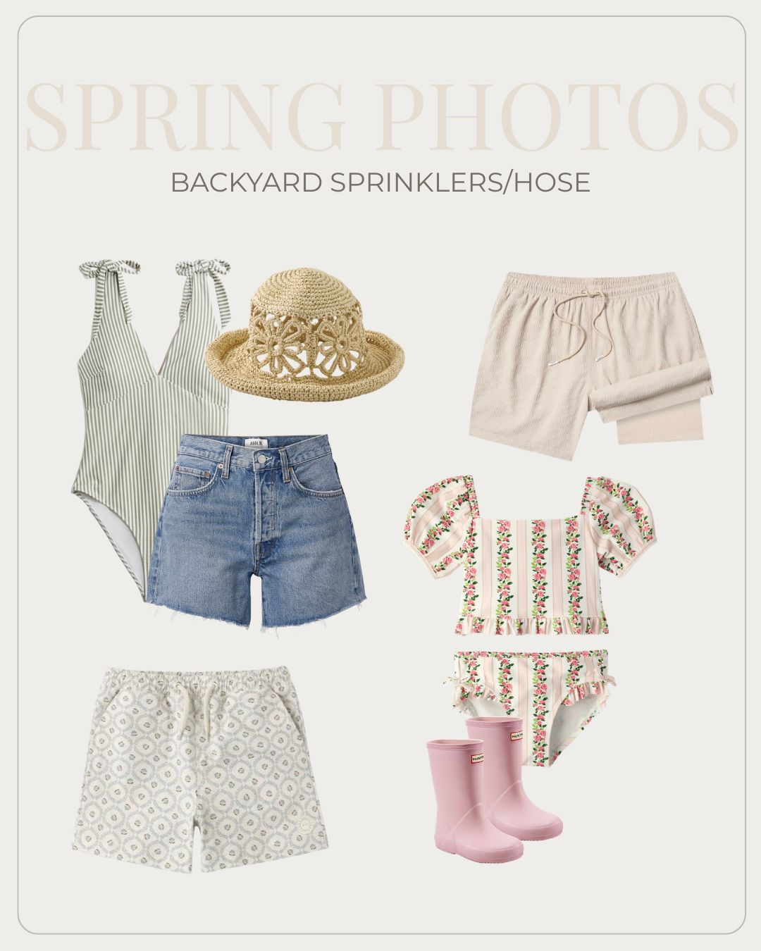 Spring family photoshoot outfit ideas! If your perfect spring afternoon is filling up a kiddie pool, running around in sprinklers, and having family hose fights, use this board as inspo for your next session! 

Spring Photography Outfits, Summer family photoshoot outfit ideas   

 #LTKmomlife #LTKKids #LTKMens